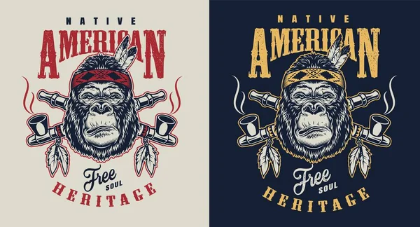 Camiseta Estampada Con Concepto Gorila Estilo Cultura Tribal Ilustración Vectorial — Vector de stock