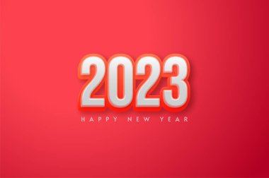 yumuşak kırmızı renk 2023 mutlu yeni yıl arkaplan çizimleri