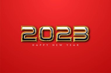 Altın Mutlu Yeni Yıl 2023 Gümüş desen numaralarıyla