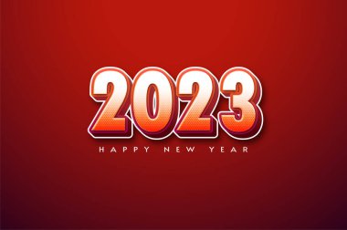 Kırmızı arkaplanlı mutlu yıllar 2023