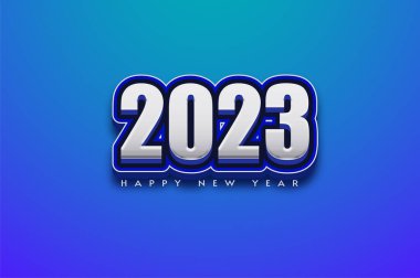 Mutlu yıllar 2023 Mavi arka planda cesur rakamlarla