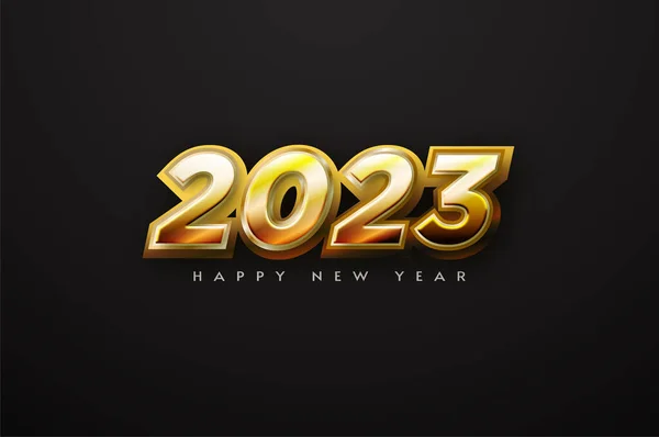 快乐的新年2023 金色黑体字 — 图库矢量图片