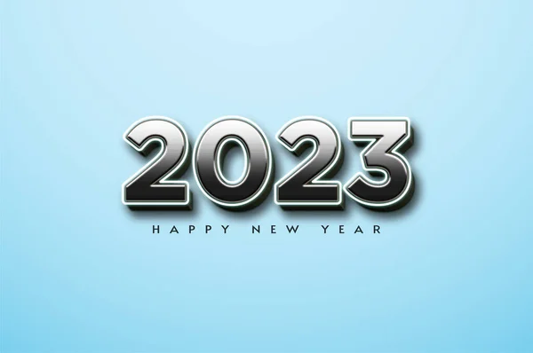 Happy New Year 2023 Silver Numbers — Stock Vector