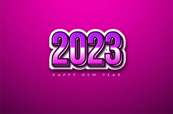 Happy New Year 2023 Bold Numbers Purple — Stock Vector