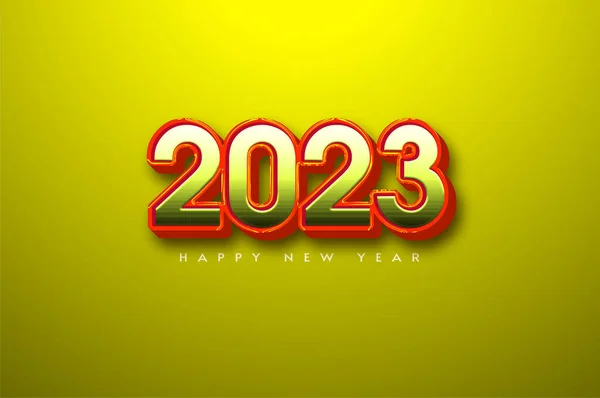 快乐的新年2023黄色背景 — 图库矢量图片