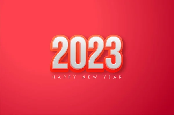 柔和的红色2023快乐新年背景插图 — 图库矢量图片