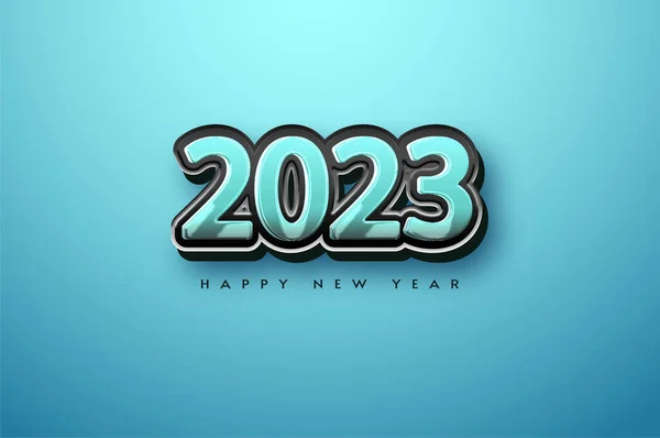 Щасливий Новий Рік 2023 Блискучими Блакитними Цифрами — стоковий вектор