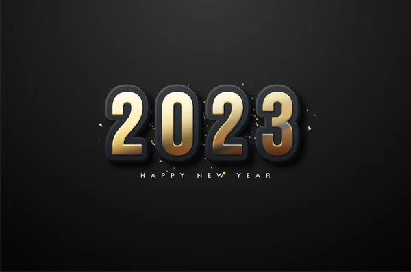快乐的新年2023与黄金数字 — 图库矢量图片