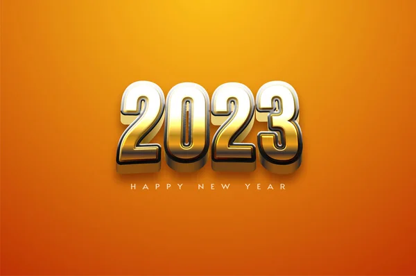 3D金色快乐新年2023背景图解 — 图库矢量图片