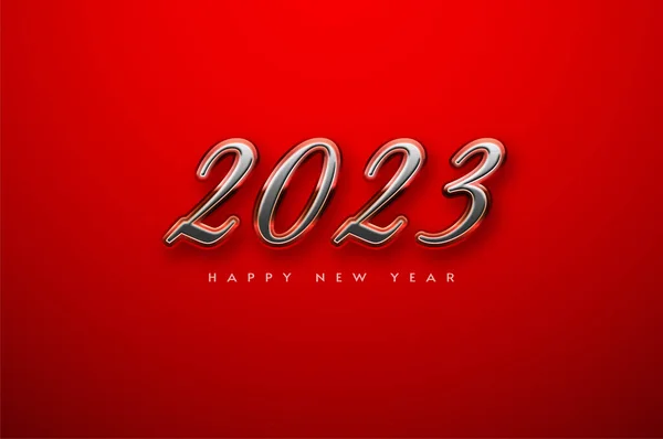 Happy New Year 2023 Luxury Silver Numbers — Stock Vector