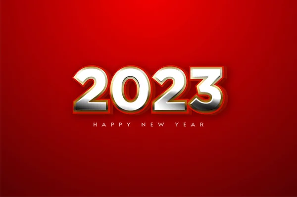 Happy New Year 2023 Silver Bold Numbers — Stock Vector