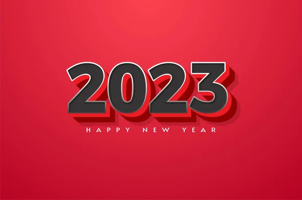 Чорні Номери Щасливий Новий Рік 2023 Червоному Тлі — стоковий вектор