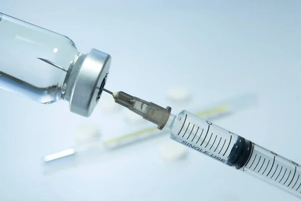 Medicine Bottle Syringe Needle — стоковое фото
