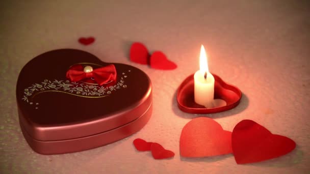 Walentynki Serca Kształt Pudełko Prezentów — Wideo stockowe