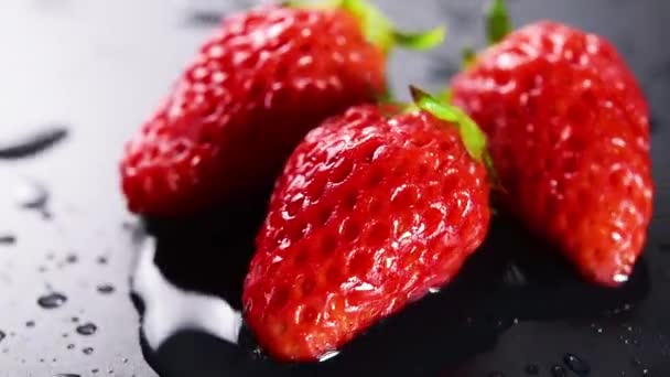 Strawberry Fruit Water Drop — Wideo stockowe
