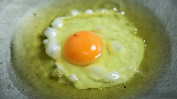 Fire Egg Cooking Old Style Pan — Video Stock