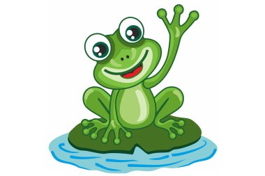 Şirin kurbağa görsel ve yazılı medya için bir illüstrasyon olarak tasarlanmıştır. yazdırılabilir.