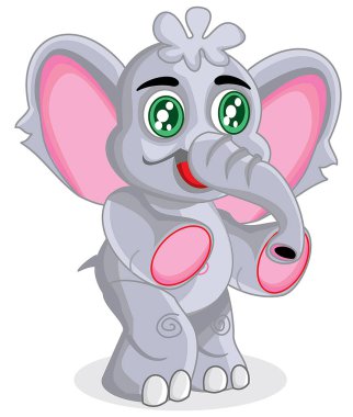 Çizgi film sevimli mutlu ve komik fil.