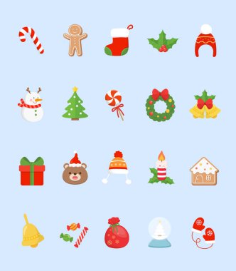 Noel 'den 20 öğe, zencefilli kurabiye adam ve Noel ağacı ve Noel çelengi kombinasyonlu kardan adam tebrik kartı davetiyesi davetiyesi.