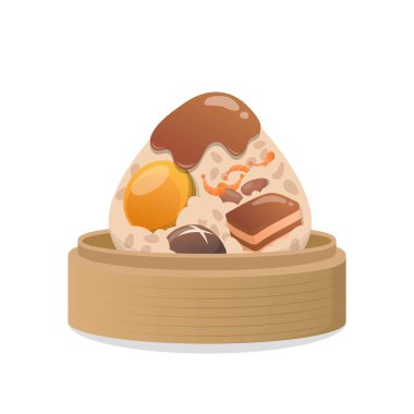 Çin Ejderha Botu Festivali geleneksel yemekleri: Zongzi, bambu yaprakları ve buharlı buharlı yiyecekler.