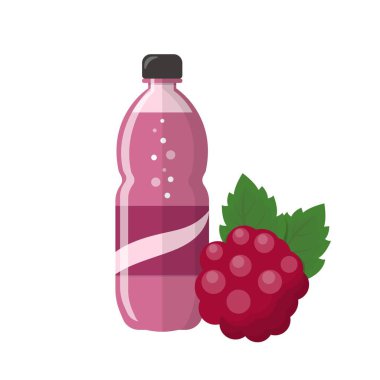 Ahududu ya da böğürtlen aromalı meyve suyu, meyve suyu ya da beyaz arka planda izole edilmiş karbonatlı içecek.