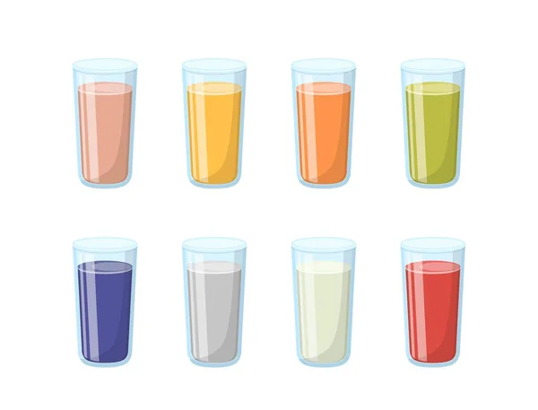 Tazas Jugos Bebidas Coloridas Bebidas Dulces Frescas Deliciosas — Archivo Imágenes Vectoriales