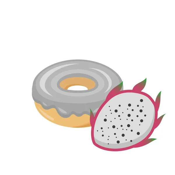 Ντόνατς Γεύση Δράκου Φρούτων Απομονώνονται Λευκό Φόντο Νόστιμο Επιδόρπιο Γλυκό — Διανυσματικό Αρχείο