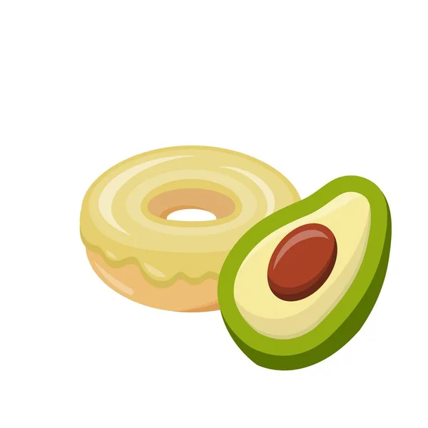Avocado Smaak Donut Geïsoleerd Witte Achtergrond Heerlijk Dessert Zoete Glazuur — Stockvector