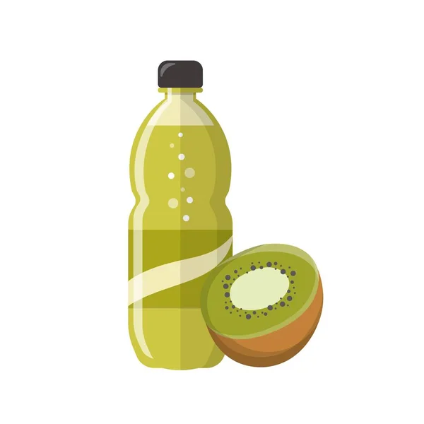 Kiwi Flavored Fruit Soda Juice Carbonated Drink Isolated White Background — Stock Vector