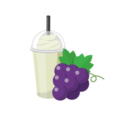 Üzüm aromalı meyve suyu ve beyaz arka planda izole edilmiş krema.