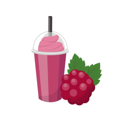 Ahududu ya da böğürtlen aromalı meyve püresi ve beyaz arka planda izole edilmiş krema.