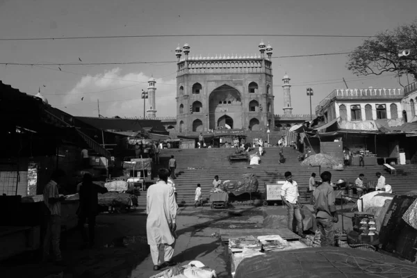 Вид Старый Дели Asia Largest Wholesale Spice Market Фото Rail — стоковое фото