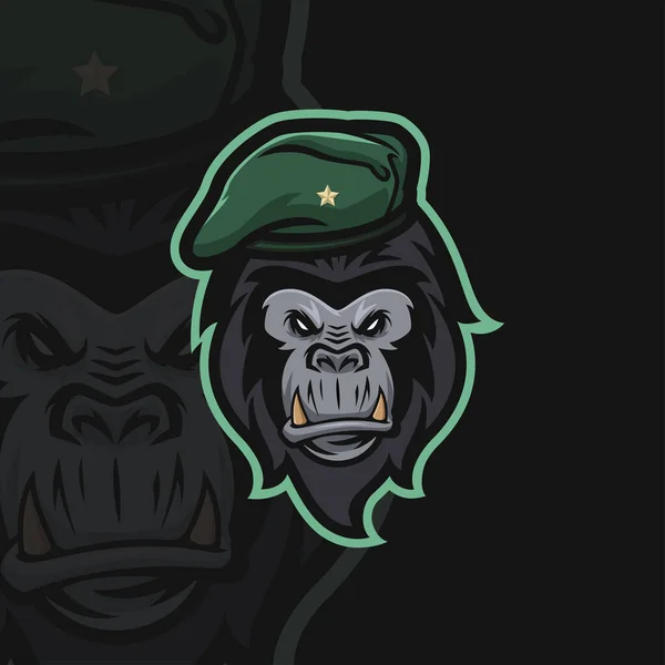 Logo Sport Armée Chimpanzé Dans Vecteur — Image vectorielle