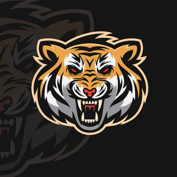 Kreatives Tigerkopfmaskottchen Und Sport Logo — Stockvektor