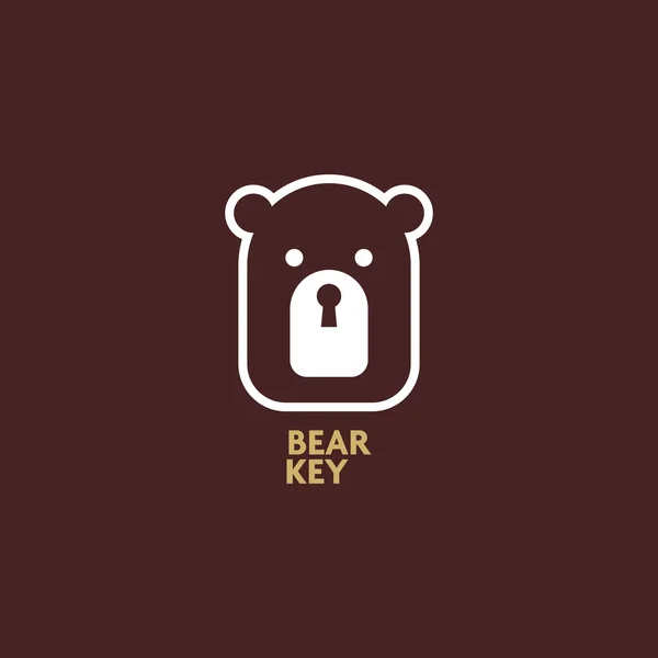 Prosty Ale Nowoczesny Wyrafinowany Projekt Logo Przedstawiający Niedźwiedzia Klucz — Wektor stockowy