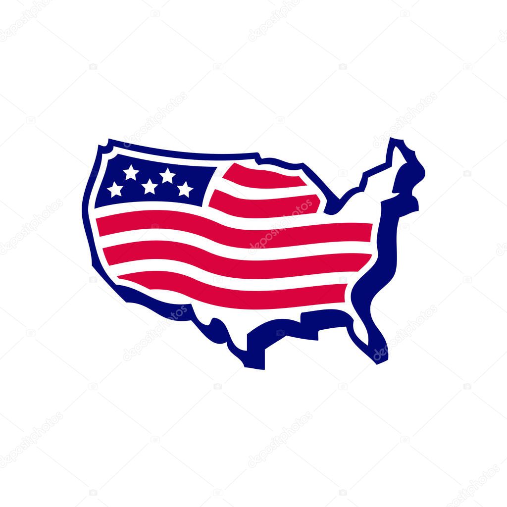 American flag on a map of the USA