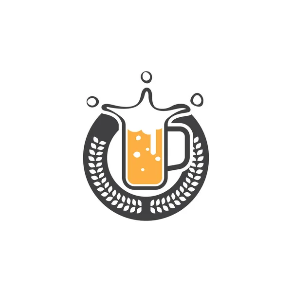 Design Logotipo Ícone Cerveja King Logotipo Vidro Cheio Álcool Para — Vetor de Stock