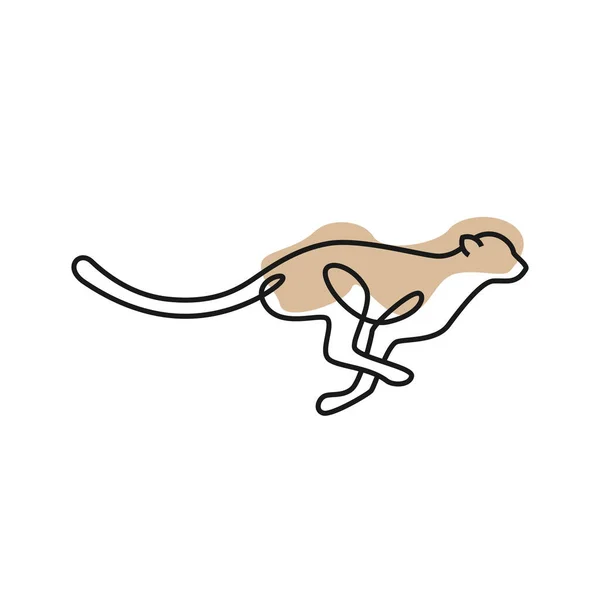 Running Leopard Cheetah Logo Line Art Outline Diseño Vector Ilustración — Vector de stock