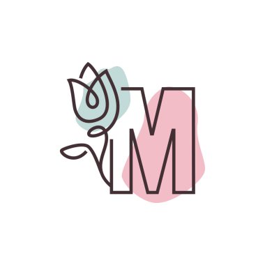 M harfi siyah gül alfabesi. Güzel büyük harfler.