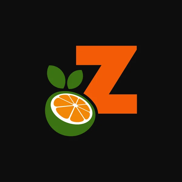 带有橙色水果标识矢量概念元素的首字母Z 带有有机橙色的字母Z — 图库矢量图片