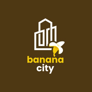 Çizgi sanatı kenti kombinasyonunun çizim vektörü grafiği Muz, iş simgesi için uygun