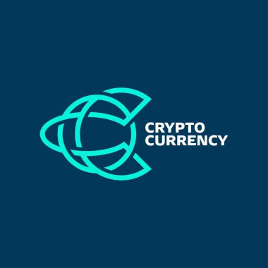 İlk C Kripto logosu tasarımı ilham verici, vektör illüstrasyonu