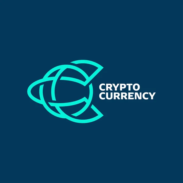 İlk C Kripto logosu tasarımı ilham verici, vektör illüstrasyonu
