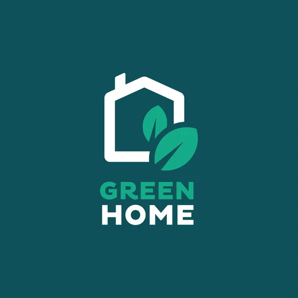 Projekt Logo Domu Jest Połączony Zielonym Liściem — Wektor stockowy