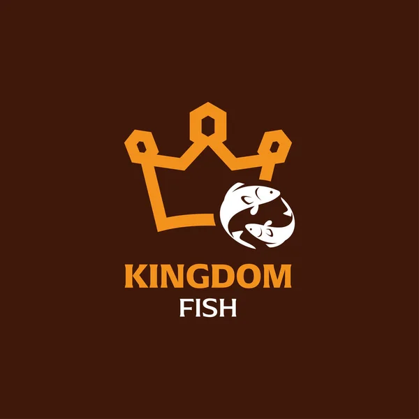 Projekt Logo Korony Jest Połączony Dwoma Rybami — Wektor stockowy