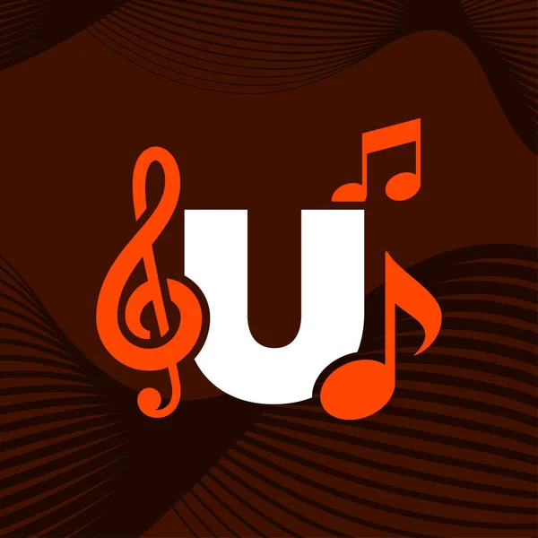 音楽ロゴアイコン 初期の手紙U音楽ロゴデザインテンプレート要素 — ストックベクタ