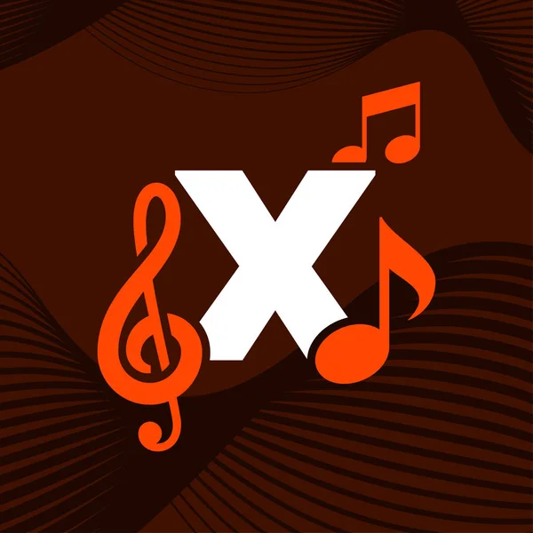 音楽ロゴアイコン 頭文字X音楽ロゴデザインテンプレート要素 — ストックベクタ