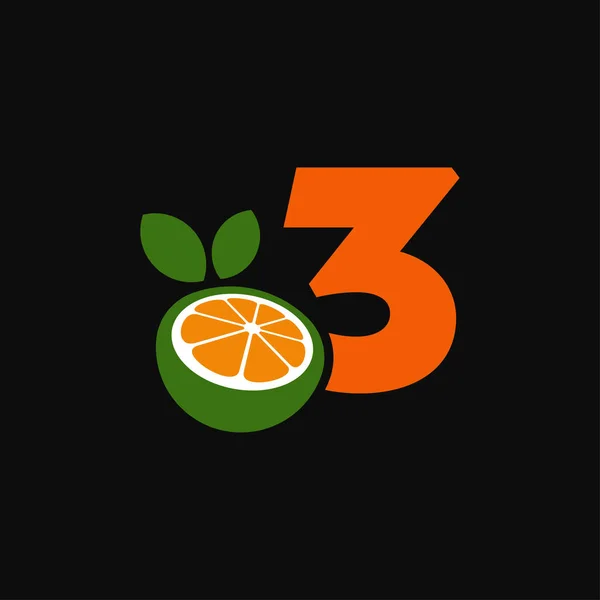 Número Con Frutas Naranjas Logo Vector Concepto Elemento Número Logotipo — Vector de stock
