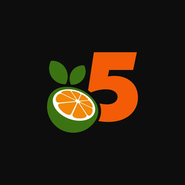 Numer Elementem Koncepcyjnym Wektora Logo Owoców Pomarańczowych Logo Pomarańczowym Logo — Wektor stockowy