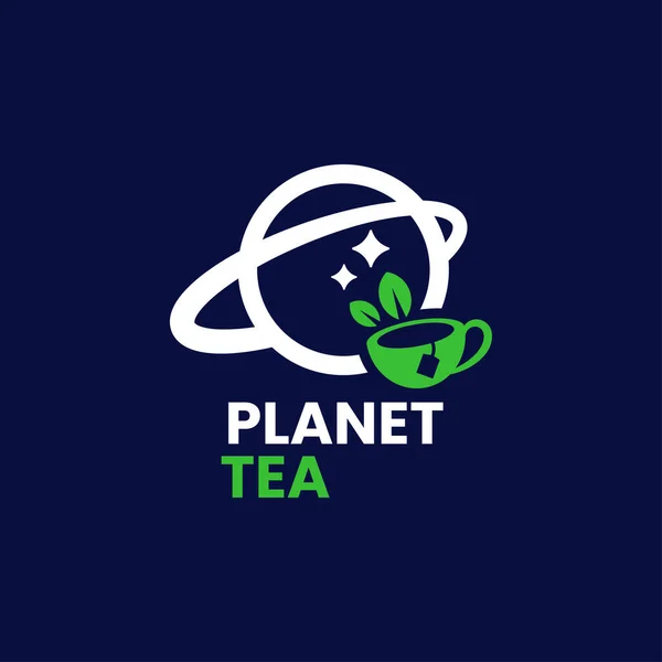 Combinação Planetária Chá Logotipo Vetor Ilustração Gráfica —  Vetores de Stock